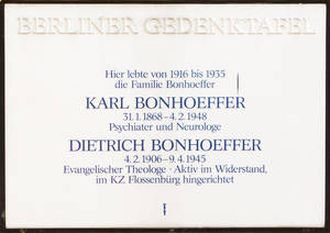 Seit 1916 lebte die Familie Bonhoeffer in der Wangenheimstraße in Grunewald.