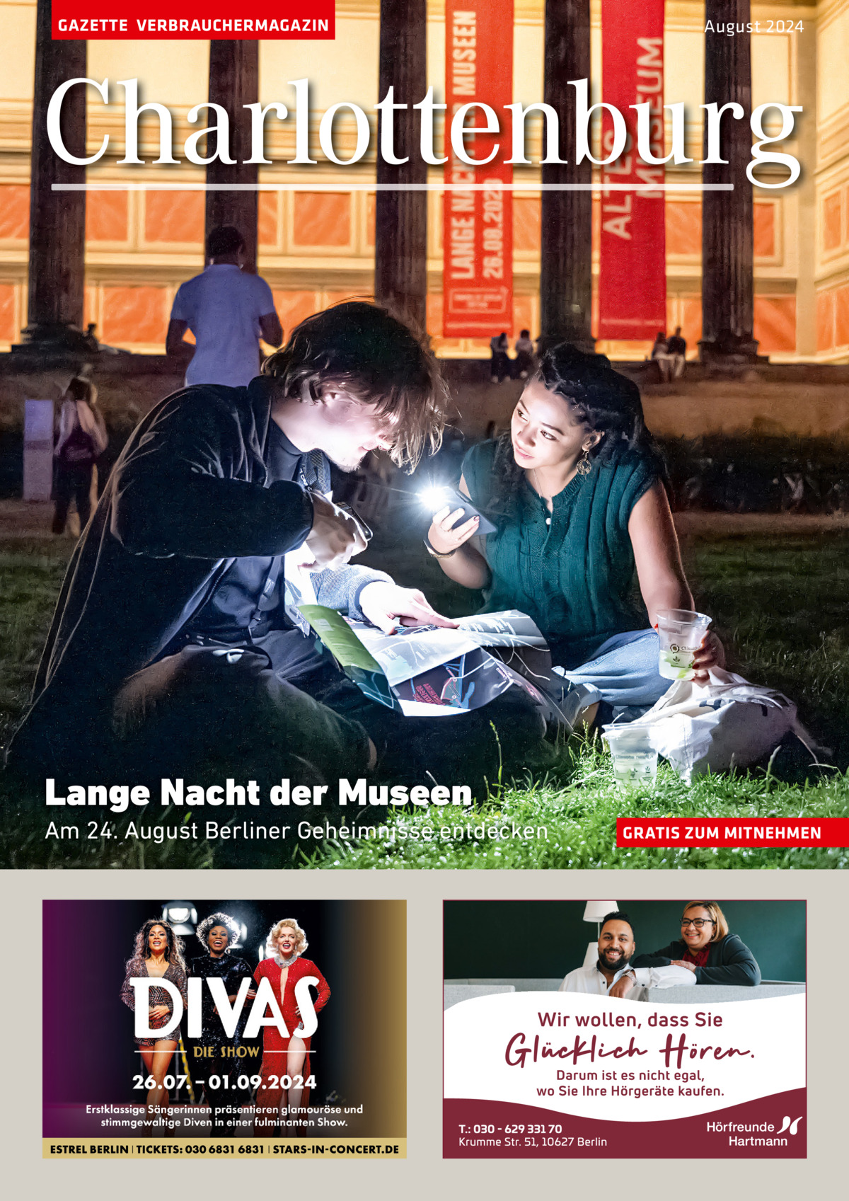 GAZETTE VERBRAUCHERMAGAZIN  August 2024  Charlottenburg  Lange Nacht der Museen Am 24. August Berliner Geheimnisse entdecken  GRATIS ZUM MITNEHMEN