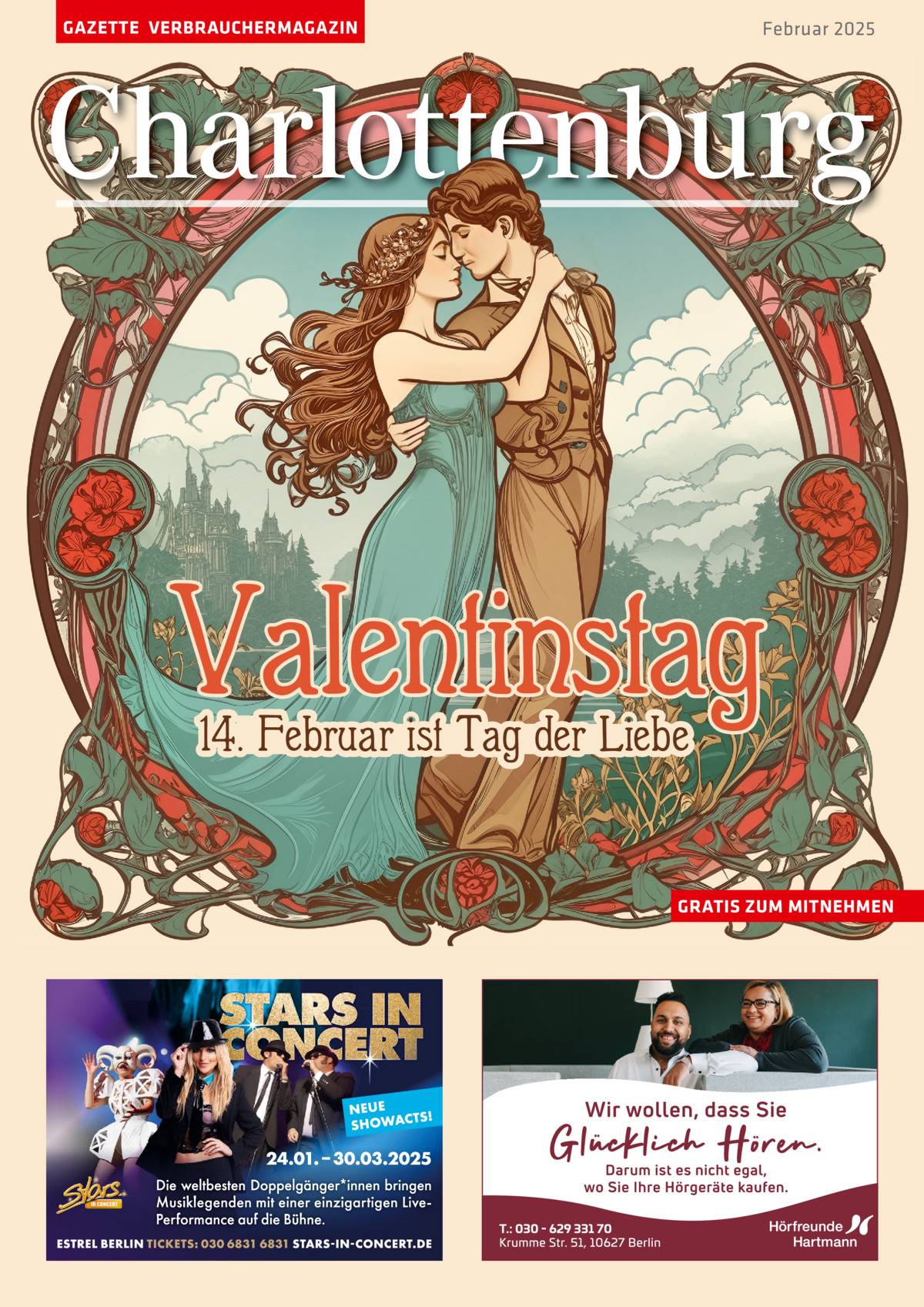 GAZETTE VERBRAUCHERMAGAZIN  Februar 2025  Charlottenburg  Valentinstag 14. Februar ist Tag der Liebe  GRATIS ZUM MITNEHMEN